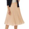 image:imageGRACE KARIN Pleated Midi Skirt for WomenSummer Chiffon Elastic High Waist Knee Length Skirts Swing ALine Boho OutfitsLight Khaki