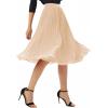 image:imageGRACE KARIN Pleated Midi Skirt for WomenSummer Chiffon Elastic High Waist Knee Length Skirts Swing ALine Boho OutfitsLight Khaki