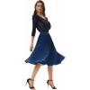 image:imageGRACE KARIN Pleated Midi Skirt for WomenSummer Chiffon Elastic High Waist Knee Length Skirts Swing ALine Boho OutfitsNavy