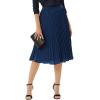 image:imageGRACE KARIN Pleated Midi Skirt for WomenSummer Chiffon Elastic High Waist Knee Length Skirts Swing ALine Boho OutfitsNavy