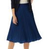 image:imageGRACE KARIN Pleated Midi Skirt for WomenSummer Chiffon Elastic High Waist Knee Length Skirts Swing ALine Boho OutfitsNavy