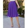 image:imageGRACE KARIN Pleated Midi Skirt for WomenSummer Chiffon Elastic High Waist Knee Length Skirts Swing ALine Boho OutfitsPurple