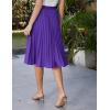 image:imageGRACE KARIN Pleated Midi Skirt for WomenSummer Chiffon Elastic High Waist Knee Length Skirts Swing ALine Boho OutfitsPurple