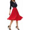 image:imageGRACE KARIN Pleated Midi Skirt for WomenSummer Chiffon Elastic High Waist Knee Length Skirts Swing ALine Boho OutfitsRed