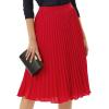 image:imageGRACE KARIN Pleated Midi Skirt for WomenSummer Chiffon Elastic High Waist Knee Length Skirts Swing ALine Boho OutfitsRed