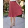 image:imageGRACE KARIN Pleated Midi Skirt for WomenSummer Chiffon Elastic High Waist Knee Length Skirts Swing ALine Boho OutfitsWatermelon Red