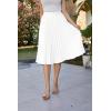 image:imageGRACE KARIN Pleated Midi Skirt for WomenSummer Chiffon Elastic High Waist Knee Length Skirts Swing ALine Boho OutfitsWhite