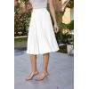 image:imageGRACE KARIN Pleated Midi Skirt for WomenSummer Chiffon Elastic High Waist Knee Length Skirts Swing ALine Boho OutfitsWhite