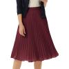 image:imageGRACE KARIN Pleated Midi Skirt for WomenSummer Chiffon Elastic High Waist Knee Length Skirts Swing ALine Boho OutfitsWine Red