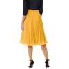 image:imageGRACE KARIN Pleated Midi Skirt for WomenSummer Chiffon Elastic High Waist Knee Length Skirts Swing ALine Boho OutfitsYellow