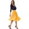 image:imageGRACE KARIN Pleated Midi Skirt for WomenSummer Chiffon Elastic High Waist Knee Length Skirts Swing ALine Boho OutfitsYellow