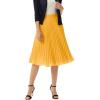 image:imageGRACE KARIN Pleated Midi Skirt for WomenSummer Chiffon Elastic High Waist Knee Length Skirts Swing ALine Boho OutfitsYellow