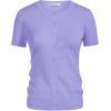 image:imageGRACE KARIN Short Sleeve Cardigan Summer Button up Sweaters for Women Lightweight Crew Neck Casual OutfitsLight Purple