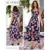 image:imageGRACE KARIN Summer Floral Maxi Dress for Women 2026 Flowy Wedding Guest Dresses Ruffle Sleeve Smocked Sundress with PocketBlack Red Purple