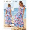 image:imageGRACE KARIN Summer Floral Maxi Dress for Women 2026 Flowy Wedding Guest Dresses Ruffle Sleeve Smocked Sundress with PocketBlue Red