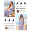 image:imageGRACE KARIN Summer Floral Maxi Dress for Women 2026 Flowy Wedding Guest Dresses Ruffle Sleeve Smocked Sundress with PocketBlue Red