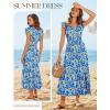 image:imageGRACE KARIN Summer Floral Maxi Dress for Women 2026 Flowy Wedding Guest Dresses Ruffle Sleeve Smocked Sundress with PocketBlue Yellow