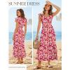 image:imageGRACE KARIN Summer Floral Maxi Dress for Women 2026 Flowy Wedding Guest Dresses Ruffle Sleeve Smocked Sundress with PocketOrange Red
