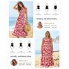 image:imageGRACE KARIN Summer Floral Maxi Dress for Women 2026 Flowy Wedding Guest Dresses Ruffle Sleeve Smocked Sundress with PocketOrange Red