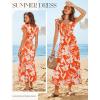 image:imageGRACE KARIN Summer Floral Maxi Dress for Women 2026 Flowy Wedding Guest Dresses Ruffle Sleeve Smocked Sundress with PocketWhite Orange