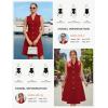 image:imageGRACE KARIN Work Dresses for Women 2026 Sleeveless Button Business Midi Dress Notch Lapel V Neck Formal Office A Line DressesRed