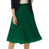 image:imageGRACE KARIN Pleated Midi Skirt for WomenSummer Chiffon Elastic High Waist Knee Length Skirts Swing ALine Boho OutfitsDark Green