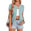 image:imageGRACE KARIN Short Sleeve Cardigan Summer Button up Sweaters for Women Lightweight Crew Neck Casual OutfitsSeafoam Blue
