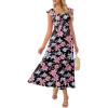 image:imageGRACE KARIN Summer Floral Maxi Dress for Women 2026 Flowy Wedding Guest Dresses Ruffle Sleeve Smocked Sundress with PocketBlack Red Purple