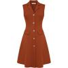 image:imageGRACE KARIN Work Dresses for Women 2026 Sleeveless Button Business Midi Dress Notch Lapel V Neck Formal Office A Line DressesOrange