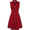 image:imageGRACE KARIN Work Dresses for Women 2026 Sleeveless Button Business Midi Dress Notch Lapel V Neck Formal Office A Line DressesRed