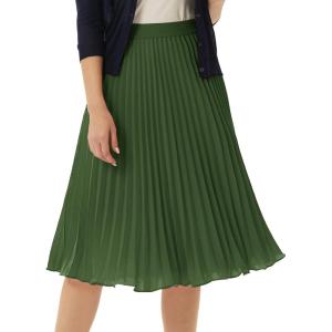 image:imageGRACE KARIN Pleated Midi Skirt for WomenSummer Chiffon Elastic High Waist Knee Length Skirts Swing ALine Boho OutfitsAmry Green