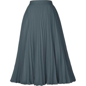 image:imageGRACE KARIN Pleated Midi Skirt for WomenSummer Chiffon Elastic High Waist Knee Length Skirts Swing ALine Boho OutfitsDark Gray