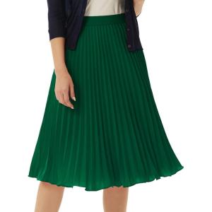 image:imageGRACE KARIN Pleated Midi Skirt for WomenSummer Chiffon Elastic High Waist Knee Length Skirts Swing ALine Boho OutfitsDark Green