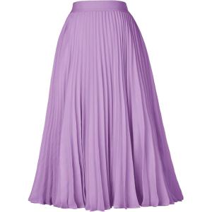 image:imageGRACE KARIN Pleated Midi Skirt for WomenSummer Chiffon Elastic High Waist Knee Length Skirts Swing ALine Boho OutfitsIce Purple
