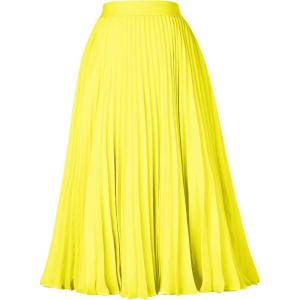 image:imageGRACE KARIN Pleated Midi Skirt for WomenSummer Chiffon Elastic High Waist Knee Length Skirts Swing ALine Boho OutfitsLemon Tonic