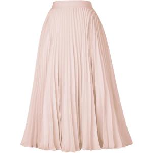 image:imageGRACE KARIN Pleated Midi Skirt for WomenSummer Chiffon Elastic High Waist Knee Length Skirts Swing ALine Boho OutfitsLight Apricot