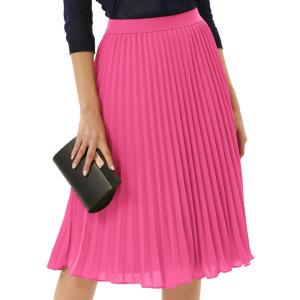 image:imageGRACE KARIN Pleated Midi Skirt for WomenSummer Chiffon Elastic High Waist Knee Length Skirts Swing ALine Boho OutfitsRose Pink