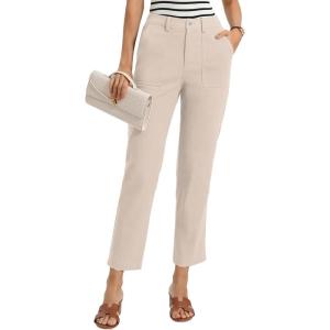 image:imageGRACE KARIN Womens High Waisted Work Pants Business Casual 2026 Ankle Length Office Dress Trousers with PocketsApricot