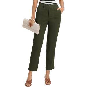 image:imageGRACE KARIN Womens High Waisted Work Pants Business Casual 2026 Ankle Length Office Dress Trousers with PocketsArmy Green