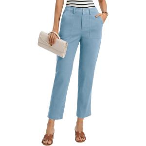 image:imageGRACE KARIN Womens High Waisted Work Pants Business Casual 2026 Ankle Length Office Dress Trousers with PocketsDark Denim