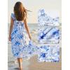 image:imageGRACE KARIN Girls Hawaiian Floral Smocked Dresses Girl Flutter Sleeve Spring Summer Dress Kids Easter Maxi Long DressesBlue Flower