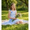 image:imageGRACE KARIN Girls Hawaiian Floral Smocked Dresses Girl Flutter Sleeve Spring Summer Dress Kids Easter Maxi Long DressesBlue Flower