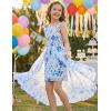 image:imageGRACE KARIN Girls Hawaiian Floral Smocked Dresses Girl Flutter Sleeve Spring Summer Dress Kids Easter Maxi Long DressesBlue Flower