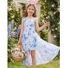 image:imageGRACE KARIN Girls Hawaiian Floral Smocked Dresses Girl Flutter Sleeve Spring Summer Dress Kids Easter Maxi Long DressesBlue Flower