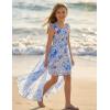image:imageGRACE KARIN Girls Hawaiian Floral Smocked Dresses Girl Flutter Sleeve Spring Summer Dress Kids Easter Maxi Long DressesBlue Flower