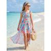 image:imageGRACE KARIN Girls Hawaiian Floral Smocked Dresses Girl Flutter Sleeve Spring Summer Dress Kids Easter Maxi Long DressesBlue Leaves