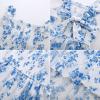 image:imageGRACE KARIN Girls Hawaiian Floral Smocked Dresses Girl Flutter Sleeve Spring Summer Dress Kids Easter Maxi Long DressesBlue and White
