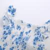 image:imageGRACE KARIN Girls Hawaiian Floral Smocked Dresses Girl Flutter Sleeve Spring Summer Dress Kids Easter Maxi Long DressesBlue and White