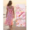 image:imageGRACE KARIN Girls Hawaiian Floral Smocked Dresses Girl Flutter Sleeve Spring Summer Dress Kids Easter Maxi Long DressesOrange