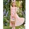 image:imageGRACE KARIN Girls Hawaiian Floral Smocked Dresses Girl Flutter Sleeve Spring Summer Dress Kids Easter Maxi Long DressesOrange